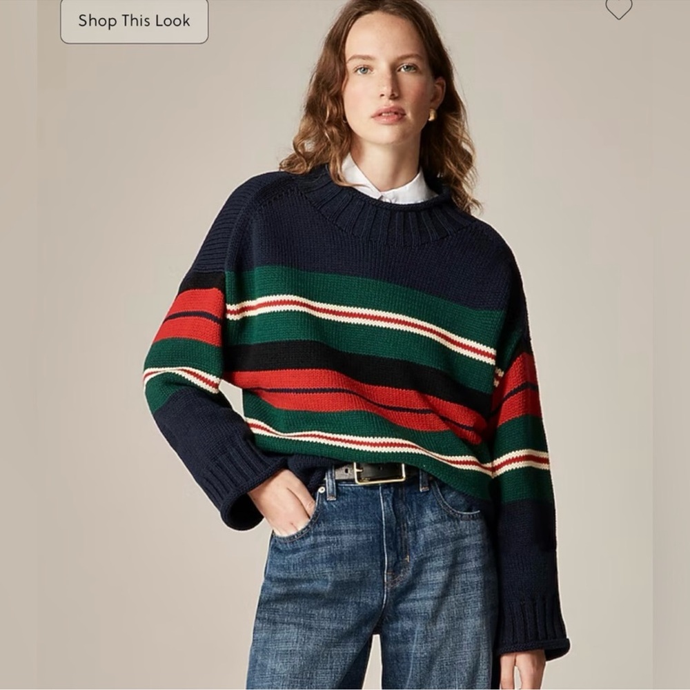 Jcrew 2025 Women’s Rollneck Sweater in Rugby Stripe Size Small SOLD OUT